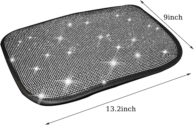 BetterJonny Auto Bling Car Armrest Cover, Crystal Rhinestone Auto Center Console Cover Pad Non-Slip Car Arm Rest Cushion Pad Universal Bling Car Accessories for Most Car (13.2 X 9.3 Inch)