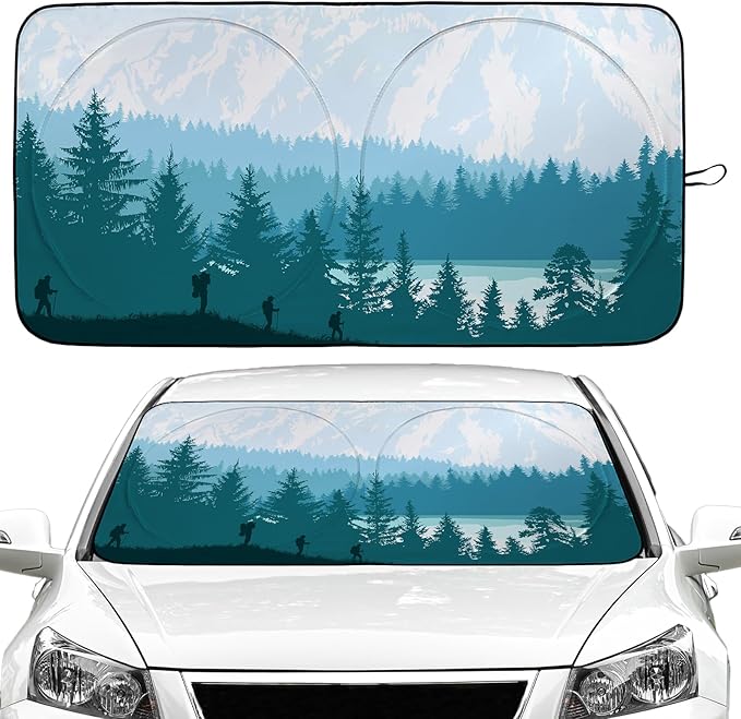 Camping Car Windshield Sun Shade Foldable Sunshade Front Window Cover Sun Visor Protector Accessories (59x27.5 inches)