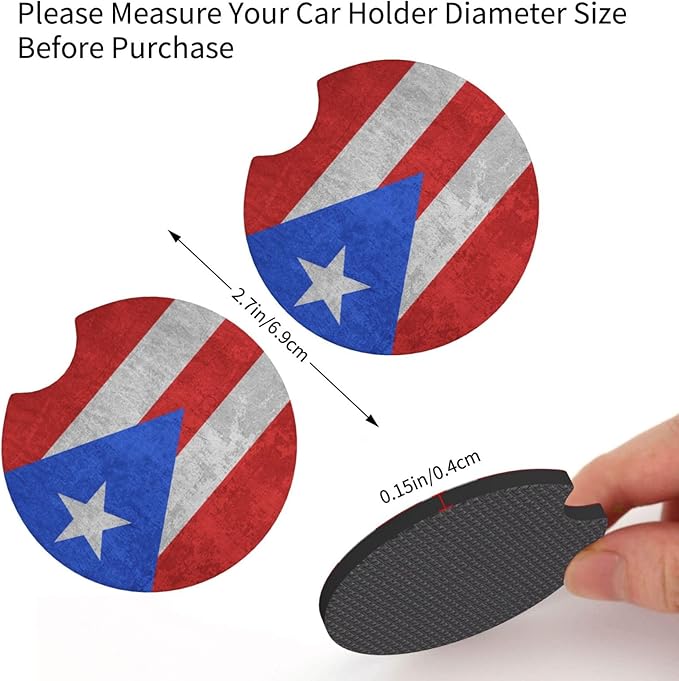 Boricua Puerto Rico Flag Steering Wheel Cover Frog Steering Wheel Cover Anti-Slip Breathable Universal for 15 Inch Car with 2 Pieces Car Coasters Suitable for Men Women
