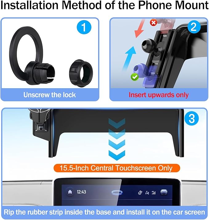 Car Phone Holder for 2021-2024 2025 Ford Mustang Mach-E 15.5-Inch Touchscreen, Cell Phone Mount Compatible with MagSafe