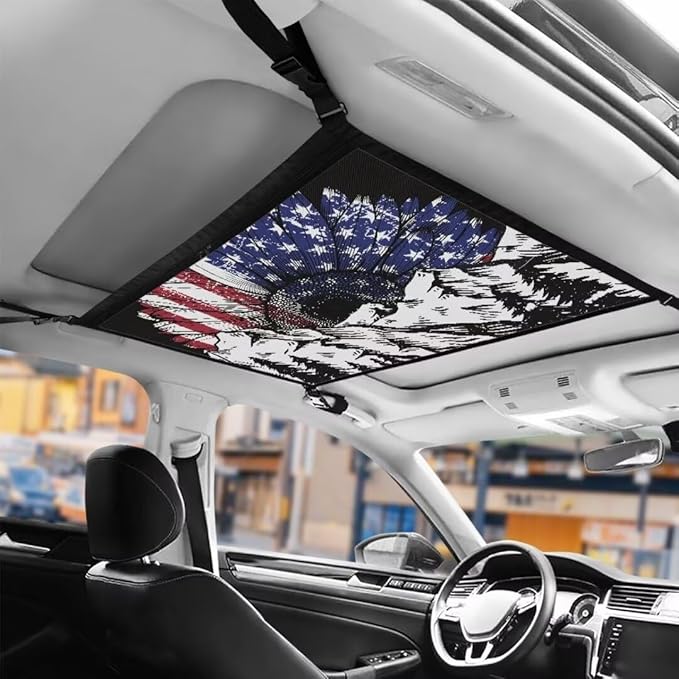 Car Roof Storage Bag USA Flower Mountain Car Seat Organizer Roof Storage Premium Car Seat Organizer One Size Inner Car Accessories