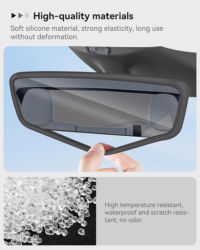 Farmogo Protector Trim Frame for 15.4'' Tesla Model Y & Model 3 Highland 2024-2026 Accessories with Wireless Silicone Charging Mat Screen Edge & Rearview Mirror Protector Frame (3PCS Black)