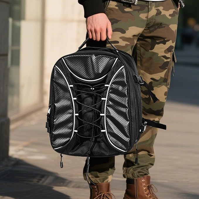 VEVOR Motorcycle Tail Bag, Dual Use Motorcycle Rear Seat Bag with Waterproof Rain Cover, 22-34 L Expandable Outdoor Sports Motorbike Luggage Storage Backpack Handbag with Straps