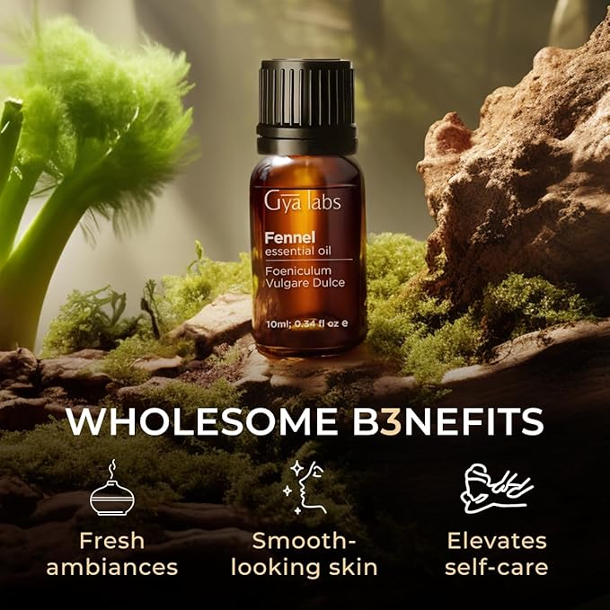 100% Pure Fennel Essential Oil - 0.34 Fl Oz - Fennel Oil for Hair, Skin, Diffuser, Aromatherapy & DIY Candle Making Scent