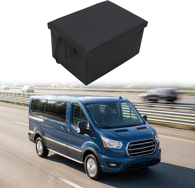 Center Aisle Storage Box Compatible with 2017-2026 Ford Transit First Row Foldable Aisle-Mount Storage Box Replaces the Console Organizer for 2025 Transit Accessories