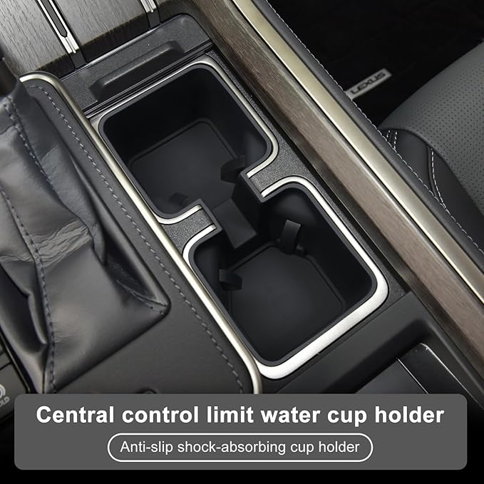 smabee Center Console Cup Holder Insert for 2024 2025 2026 Lexus GX 550 GX550 Accessories Silicone Drink Organizer Interior Black