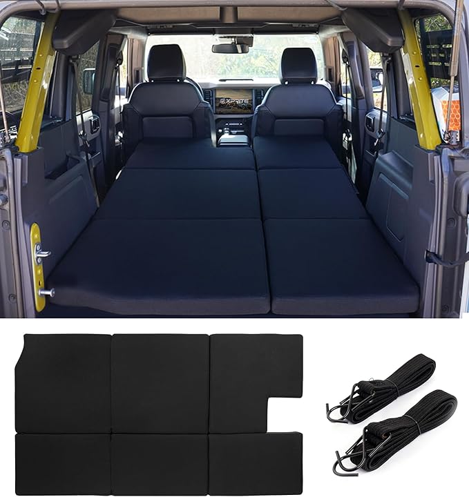 Xprite Bronco Mattress, 1.6-Inch Thick Premium Foam Bed Pad, Portable Foldable Trunk Sleeping Platform Compatible with 2021-2026 Ford Bronco 4 Door Camping Accessories