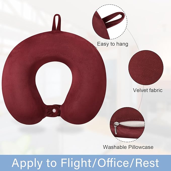 Travel Neck Pillow Memory Foam U Shape Neck Pillow for Travel Pillow Comfortable Head Neck Support Airplane Pillow for Traveling Car Home Office Travel Neck Flight Pillow