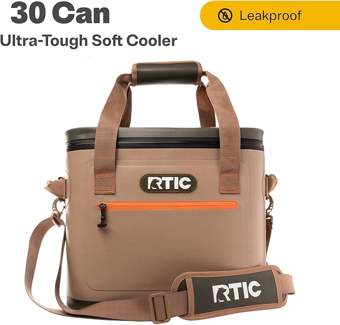 RTIC Ultra-Tough Soft Cooler 30 Can, Insulated Bag Portable Ice Chest Box for Lunch, Beach, Drink, Beverage, Travel, Camping, Picnic, Car, Trips, Floating Cooler Leak-Proof with Zipper