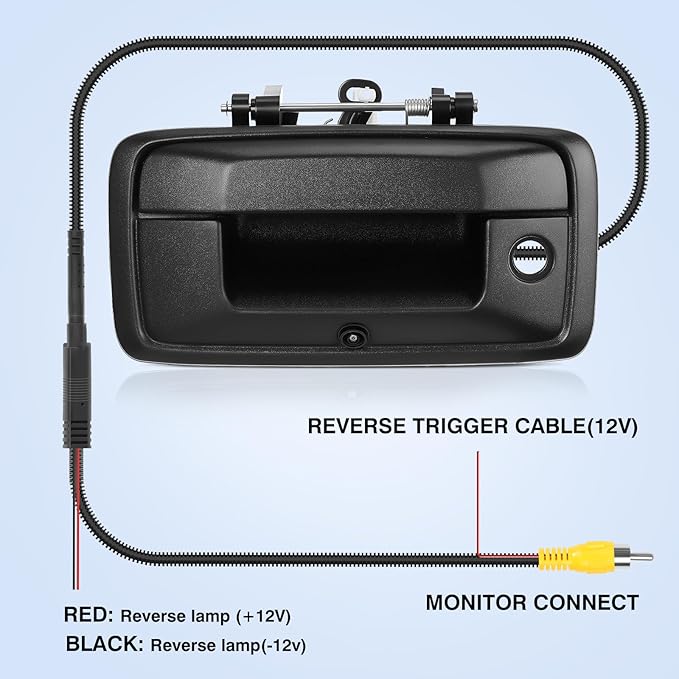 Tailgate Handle Backup Camera Fit for Chevy Silverado 2014-2018,Fit for GMC Sierra 2500HD 3500HD Canyon 2015-2018 Tailgate Reversing Rear View Park Assist Camera RCA Plug Replaces 23448681