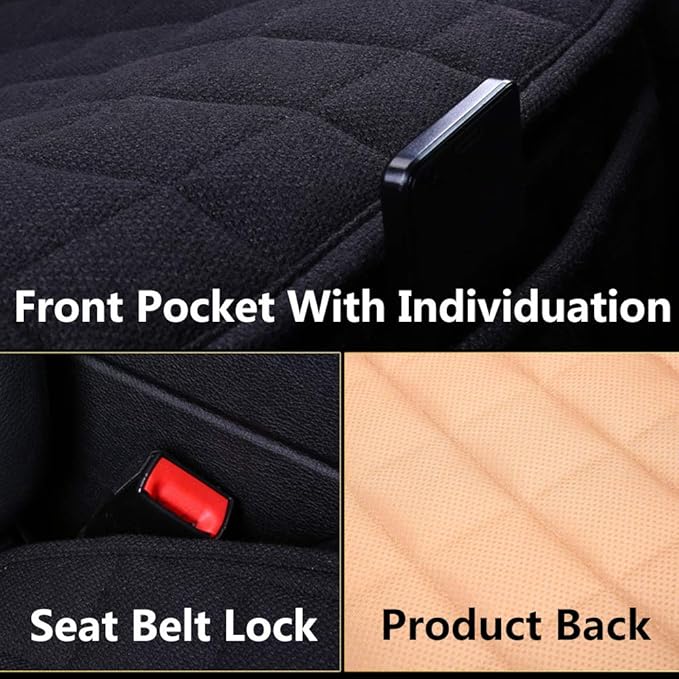 Suninbox Linen Seat Cover for Car,Bottom Seat Covers for Trucks,Car Seat Pad,Seat Cushion Breathable Ventilated Front Seat Only[Black]