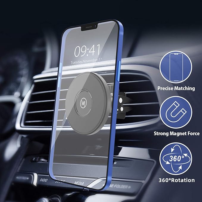 Magnetic Air Vent Phone Holder Compatible with Apple Magsafe iPhone 16, 15, 14, 13, 12 Car Mount Magnet Holder, Car Accessories, Charging Not Supported (Pro, Max, Plus, Mini) Black