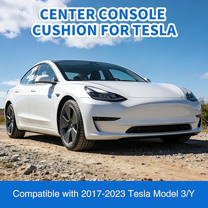 Nilight Center Console Cover Fit for 2017-2023 Tesla Model 3 2020 2021 2022 2023 Model Y PVC Leather Middle Console Cover Tesla Model 3/Y Car Center Console Cushion Pad Car Armrest Box Cover-Black
