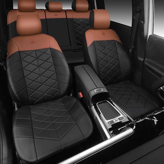 CAR PASS Nappa Leather Waterproof Car Seat Covers Two Front, 3D Foam Automotive Seat Covers with Memory Foam, Universal Fit for Cars SUV Truck Sedan, Airbag Compatible, Black Brown
