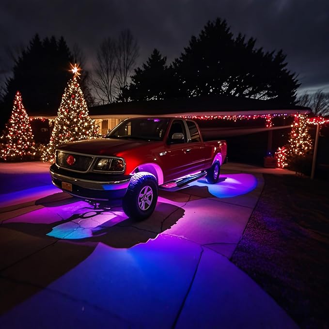 6 Pods RGB+IC LED Rock Lights for UTV ATV Golf Cart Truck SXS SUV RZR, Music Sync Smart Dream Color Chasing Underglow LED Lights for Cars with APP/RF Control, Waterproof Vehicle Underbody Light 12V