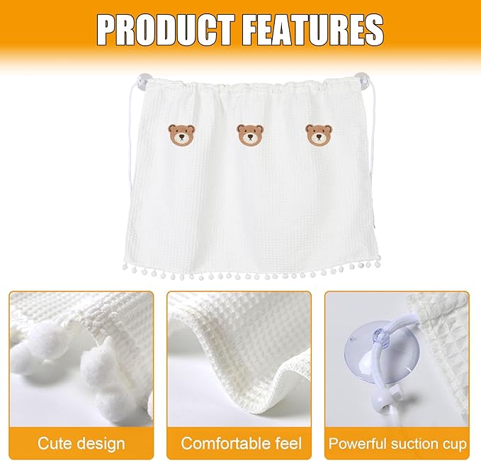 Car Side Window Sun Shade Privacy Curtain for Baby - Blackout UV Protection Car Window Shades with Suction Cup for Back Seat - Cute Auto Camping Windows Screen Shades (Three Bears)