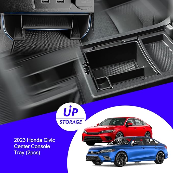 2025 2024 2023 Civic Center Console Organizer Tray for 2023 2022 Honda Civic 11th Gen Sedan Hatchback Touring EX Sport Civic 2022 Accessories 2023 Central Console Organizer Insert Tray(2pcs)-S