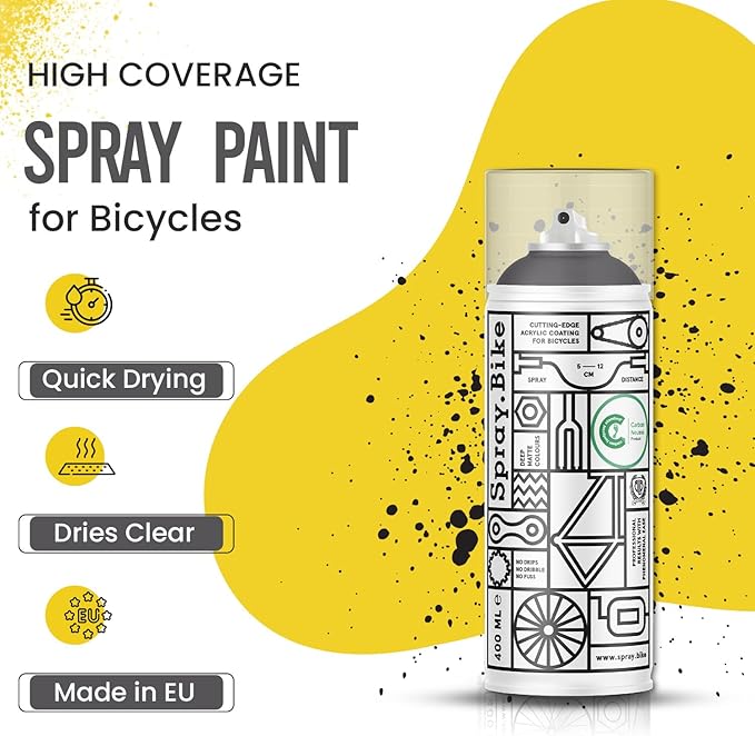 Spray.Bike Spray Paint | Designed Mainly for Bicycles | Multi-Use Acrylic Spray Paint for Metal, Plastic | High Coverage Bike Paint, 400ml, Gray's Inn
