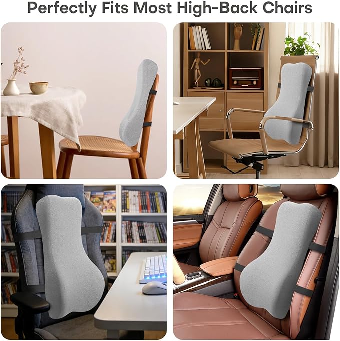 24'' Tall Back Support Pillow Fully Support Entire Back and Shoulder for Pain Relief and Comfort, Memory Foam Back Cushion for Back Rest, Ideal for Executive Office Chair, Computer & Gaming Chair