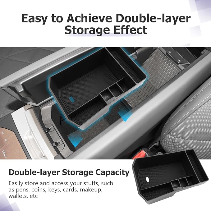 LUWU 2025 2026 B MW iX Center Console Organizer for 2022-2026 B MW iX xDrive45 xDrive60 M70 Accessories Armrest Console Storage Box Armrest Organizer Insert Tray Glove Organizer Tray ABS Material
