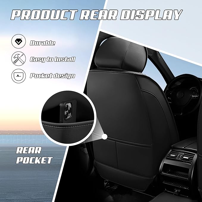 Car Seat Covers Fit for Toyota rav4 2000-2026, Stylish Sport Seat Covers, Waterproof Wear-Resistant Premium Nappa Leather Car Seat Cover.(2 Pcs Front/Black Red)