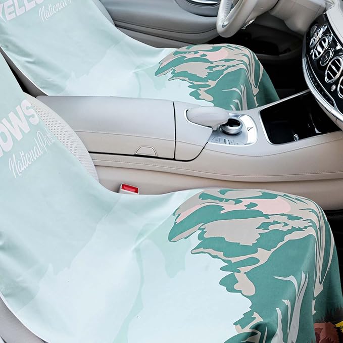1 Pack Car Seat Towel Covers with Storage Bag 63 x 32 Inch Athletic Running Towel Seat Sweat Washable Non Slip Cover Gift for Car Outdoor Sport Activities (Yellowstone)
