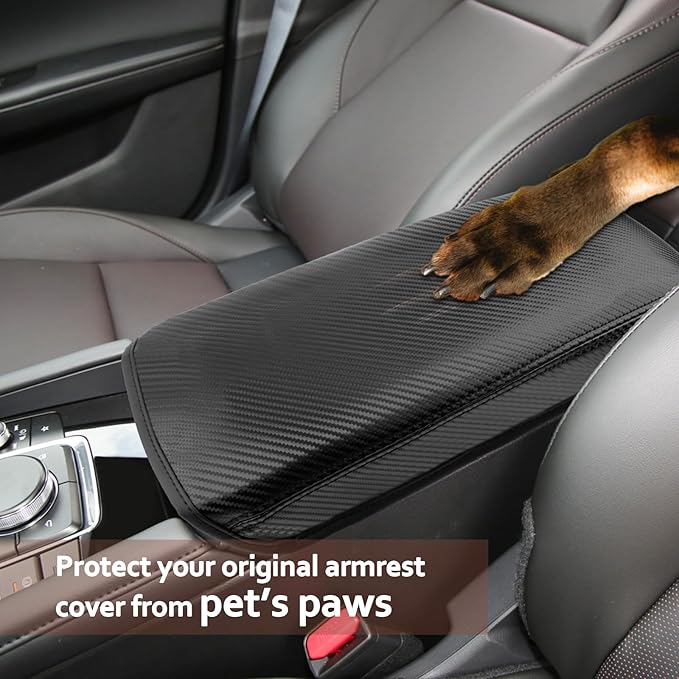 SKTU for 2019-2024 2025 2026 Mazda 3 Mazda3 Center Console Cover 2023 2024 2025 2026 Mazda3 Armrest Pad 2024 2025 2026 Mazda3 Seat Box Cover Automotive Car Center Console Soft Cushion (Carbon Fiber)