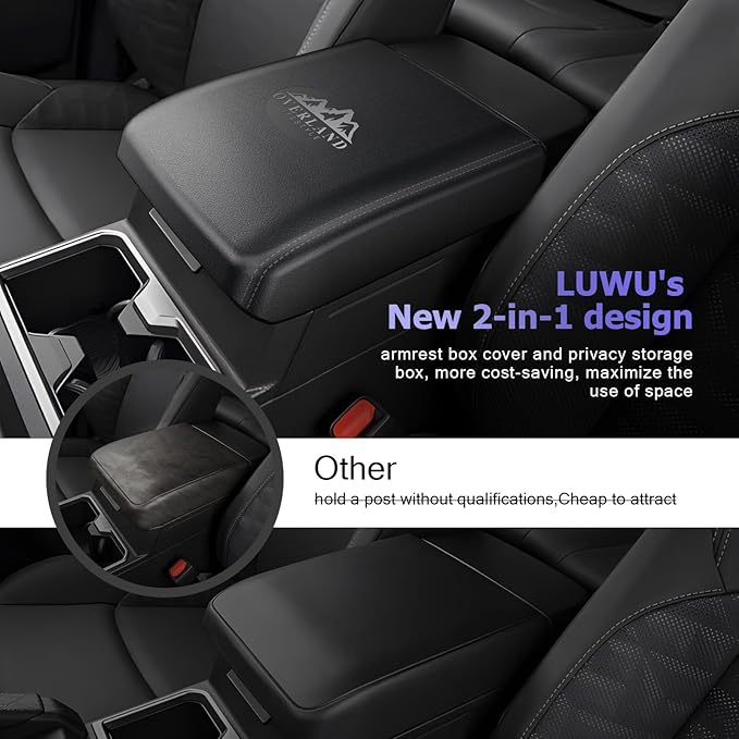 LUWU Center Console Cover Hidden Storage Box Compatible with 2025 2026 Toyota 4Runner Accessories Silicon Material Armrest Secret Arm Rest Cover Center Console Hidden Organizer Box (2 in 1 Design)
