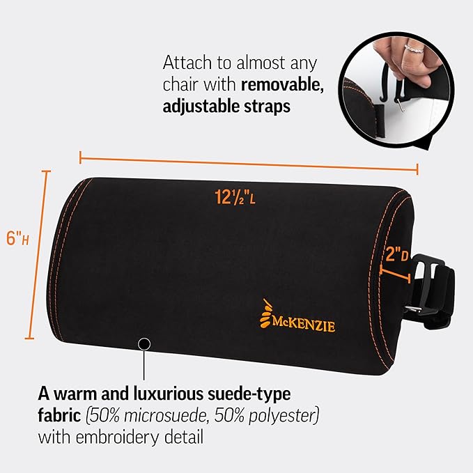 OPTP The Original McKenzie Signature Slimline Lumbar Support - Lumbar Support Pillow for Office Chair and Car Seat Back Support – Back Cushion for Smaller Body Types