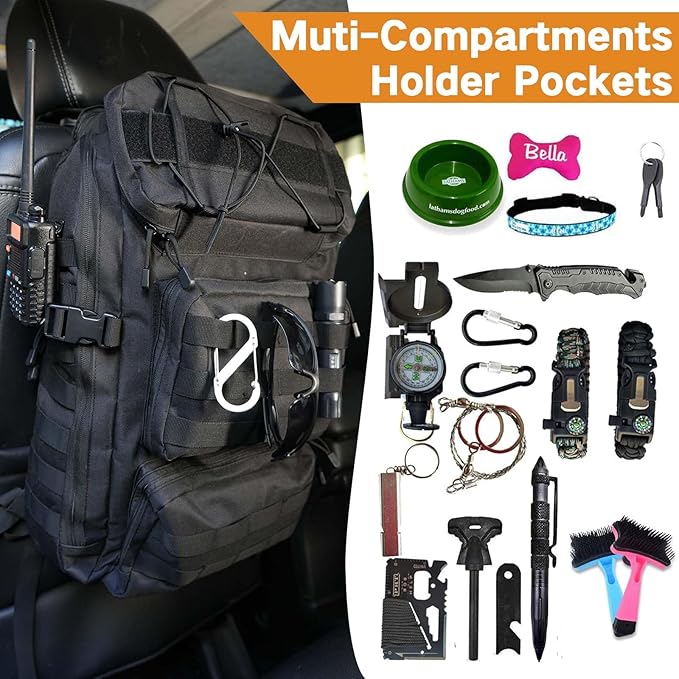 Universal Tactical Vehicle Back Seat Organizer Tactical Backpack with Multi-Pockets MOLLE Backpack