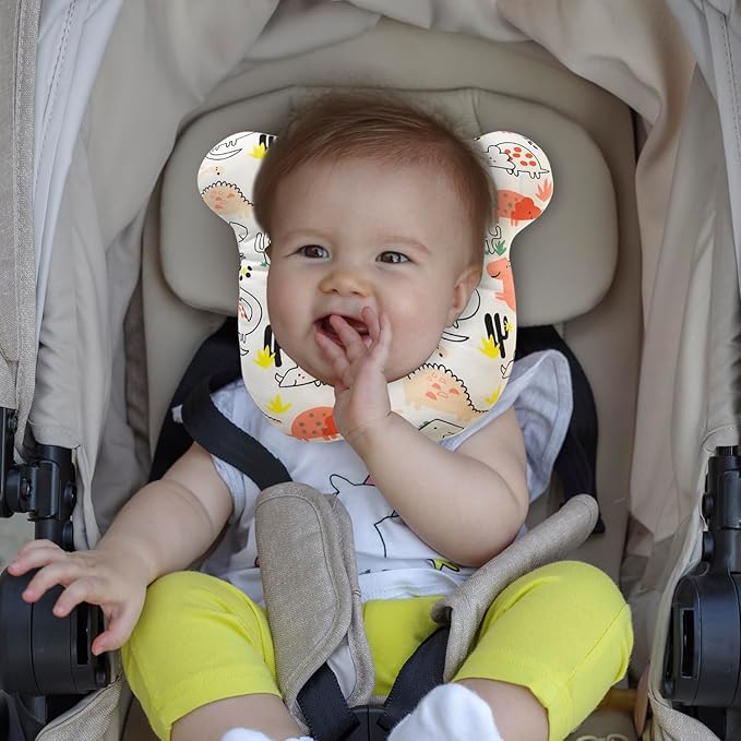 Baby Travel Pillow, Infant Kid's Cushion Soft and Skin Friendly for Car Seat, Pushchair and Stroller (Red Dinosaur)