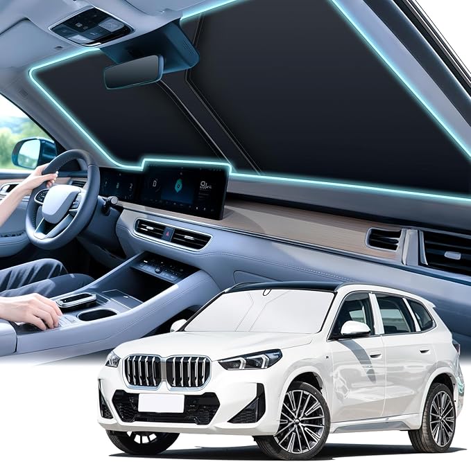 SINGARO Universal 300T Car Windshield Sun Shade, Foldable Reflective for Windshield & Window Shades with Overlapping Design, Car Interior Accessories (64.5" L x 33" W)