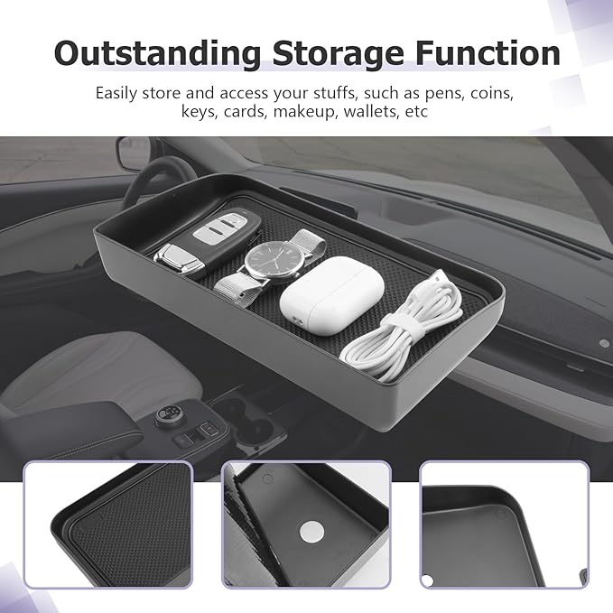 LUWU 2026 Mustang Mach E Dashboard Storage Tray Compatible with Ford Mustang Mach E 2021-2026 Accessories Center Console Display Box Hidden Organizer Tray Behind Screen (Only Fit for 15.5inch Screen)
