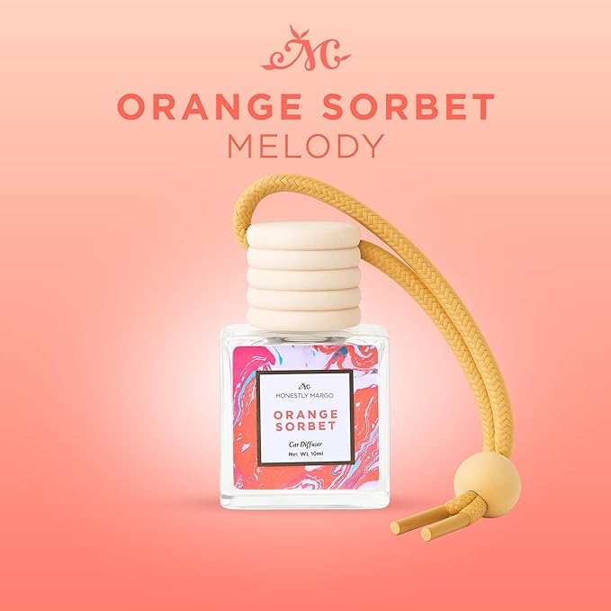 Honestly Margo Orange Sorbet Car Diffuser Air Freshener (0.34 Fl Oz, Pack of 1) – Stylish Scent Diffuser with Perfume – Must-Have Essentials for Women, Car Fresheners Long Lasting for a Fresh Drive
