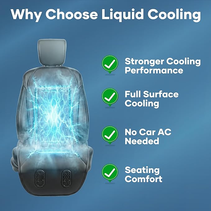 Liquid Cooled Cooling Car Seat Cover Front Seat, 12V-24V Air Conditioned Car Seat Cover with 3 Temp Modes, Ventilated Cooling Car Seat Cushion for Car SUV Truck Universal Fit, Classic Black