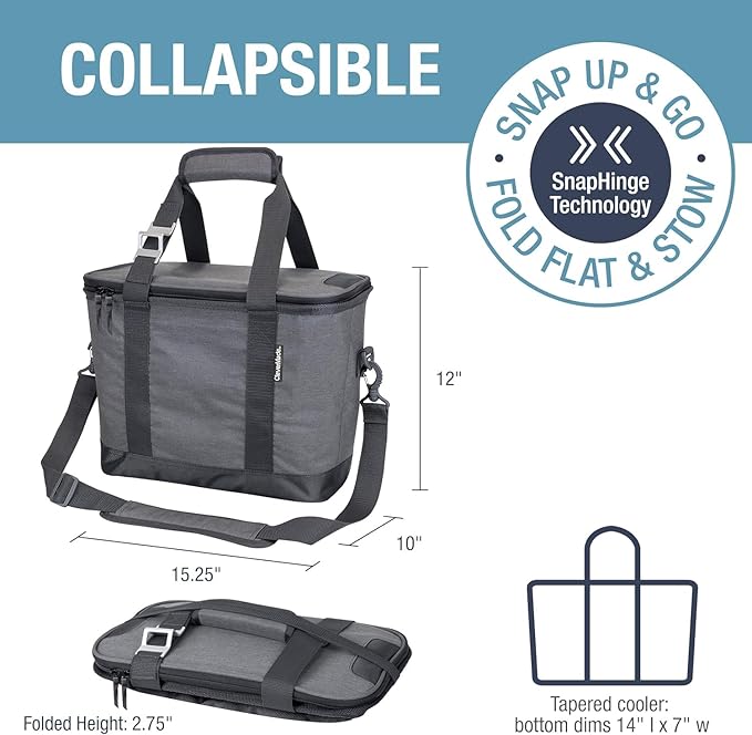 CleverMade Collapsible Insulated Cooler Bag – Leakproof Soft Cooler for Beach, Travel, Car – Bottle Opener