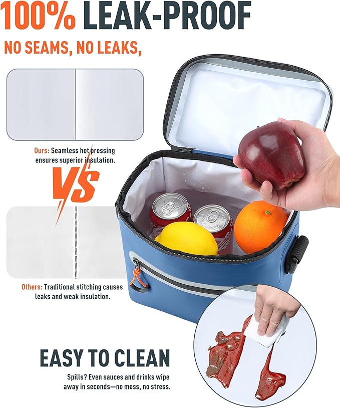 Soft-Sided Cooler Bag, 7/16/30 Can Insulated Lunch Box, Waterproof, Leak-Proof, Portable Lunch Bag for Work, Beach, Drink, Travel, Camping, Picnic