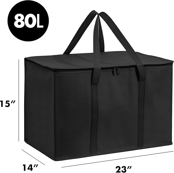 Carrywell (Not Made In China) Insulated Food Delivery and Catering Bags 2-Pack, XXXL Pizza Delivery and Reusable Warming Bag, Thermal Insulation Tote for Hot and Cold Food, Doordash