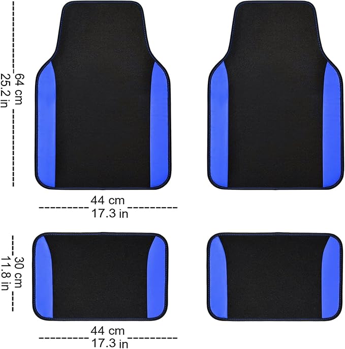 Flying Banner Car Seat Covers Front Seats Rear Bench Polyester car seat Protectors Easy installations Rear Bench Split Classic Man Lady Truck (Full Set - Low Back - Combo Pack, Black Blue)