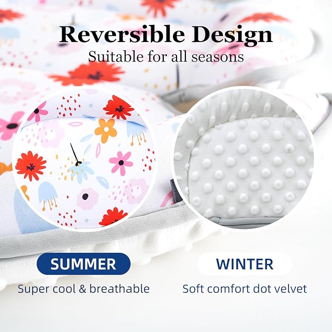 Innokids Head and Body Support Pillow Infant Car Seat Insert for Newborn to Toddler Stroller Cushion (Floral)