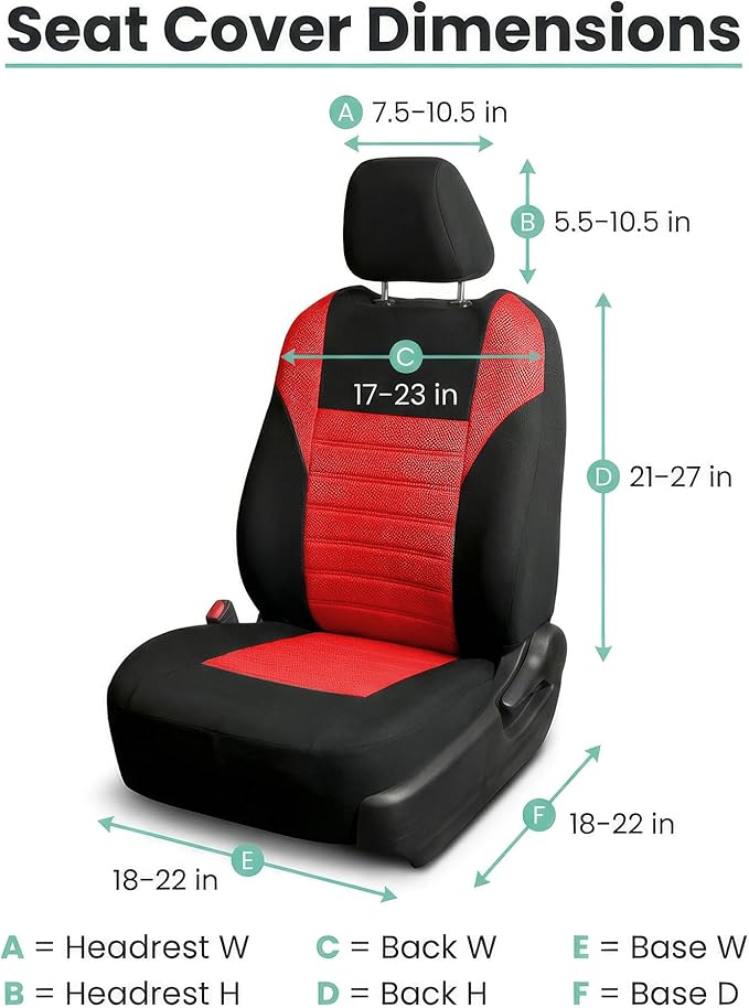 FH Group Automotive Car Seat Covers Front Set Premium 3D Air Mesh Front Seat Covers, Airbag Compatible Universal Fit Interior Accessories for Cars Trucks and SUVs - Red
