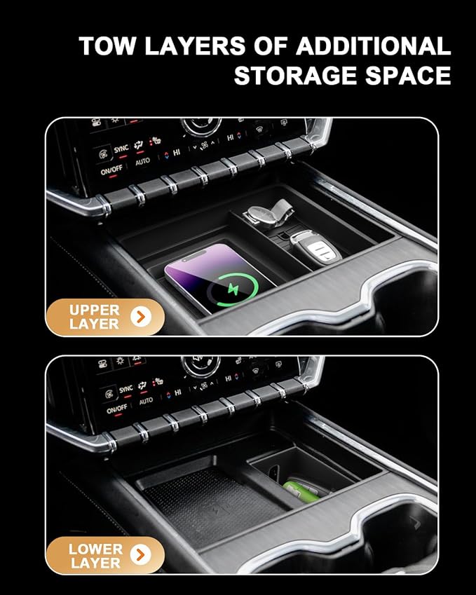 ECOZEN 2026 Acadia Center Console Organizer - For 2024-2026 GMC Acadia Under Screen Organizer Storage Tray - Compatible with 2024-2026 GMC Acadia(Elevation/AT4) Accessories ABS - Not Fit Denali Trim