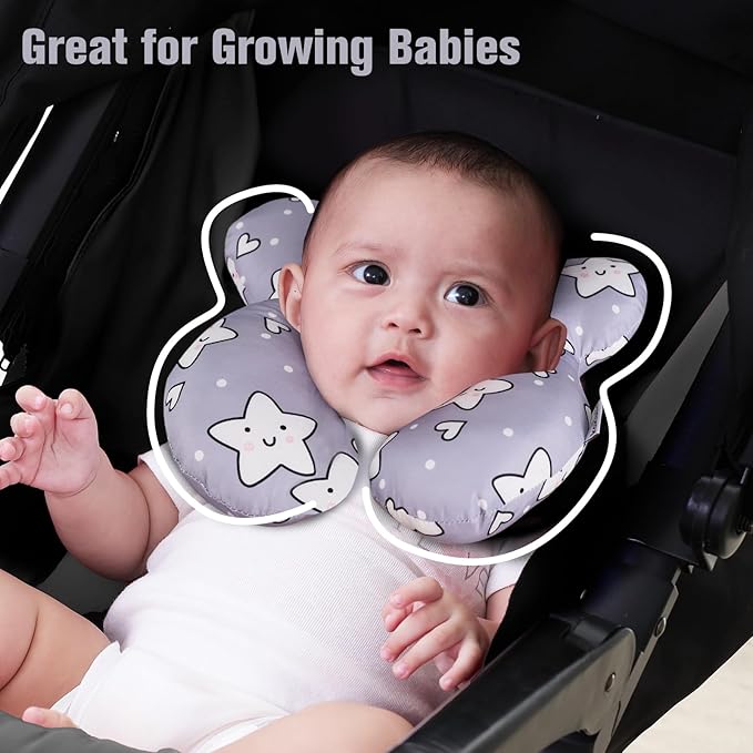 KAKIBLIN Baby Neck Pillow,Upgraded Baby Support Pillow, Head Pillow,Travel Pillow for Car Seat, Stroller, Pushchair,Travel (Star)