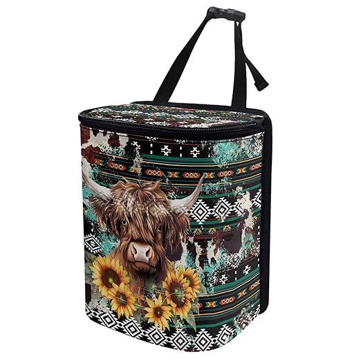 BIGCARJOB Car Trash Bag Southwest Highland Cow Car Trash Interior Accessories for Back Seat Headrest Car Trash Bin Hanging Trash Bag for Car Garbage Can