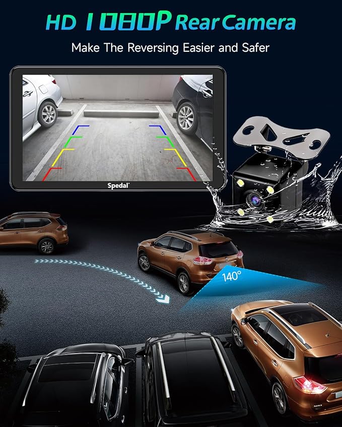 Spedal Car Play with Backup Camera, Portable CarPlay and Android Auto 7" CarPlay Screen for Car, Mirror Link/Bluetooth/Navigation/Voice Control