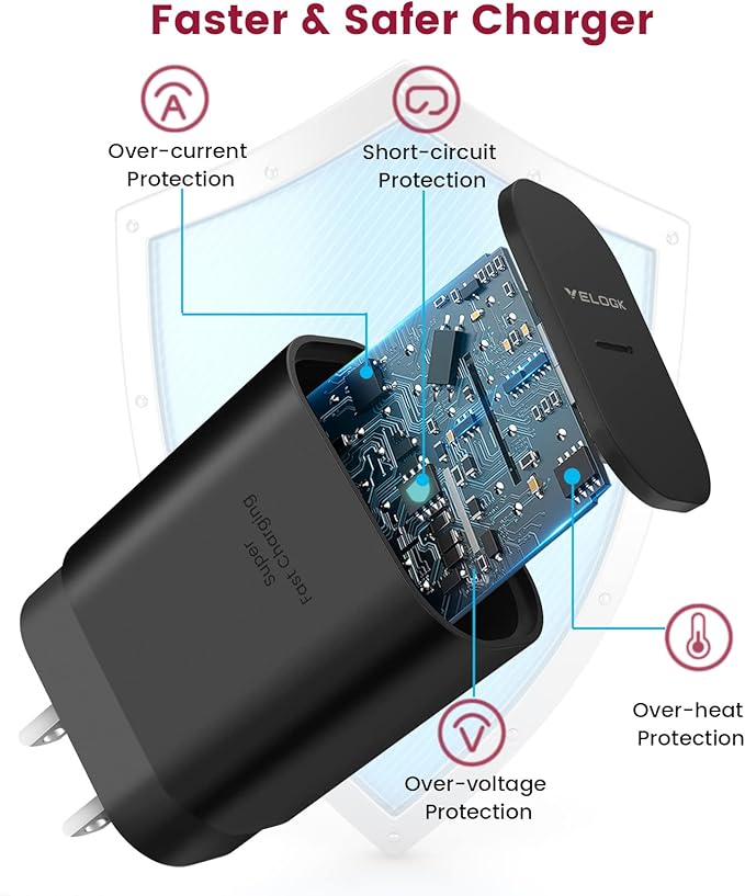 Super Fast Charger Type C Kit, VELOGK 25W PD PPS USB C Wall/Car Charger for Samsung Galaxy S26/S25/S24/S23 Ultra/S23+/S23/S22/S21/S20/Plus/Ultra/FE, iPad, with 2X Nylon USB C-to-C Cable(10ft+3.3ft)