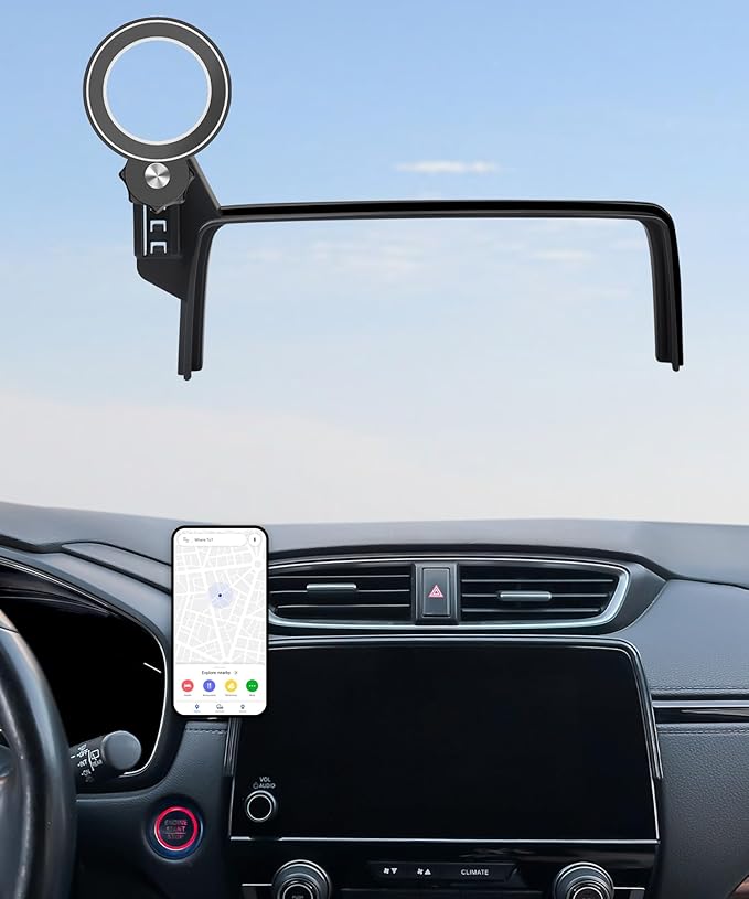 Car Phone Holder for 2017-2022 Honda CR-V Accessories Apply to 5/7 Inch Touch Screen Fixed Clip Magnetic Cell Phone Mount Hands-Free 360 Degree Rotation