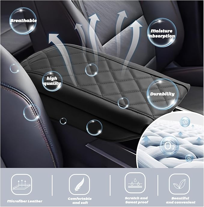 SHAOHAO 2025 2026 Chevy Equinox Center Console Cover for 2025 2026 Chevy Equinox Accessories (LT/RS/ACTIV) Car Armrest Cover Equinox Anti-Scratch Thicken Cushion Pad Middle Lid Leather Protector