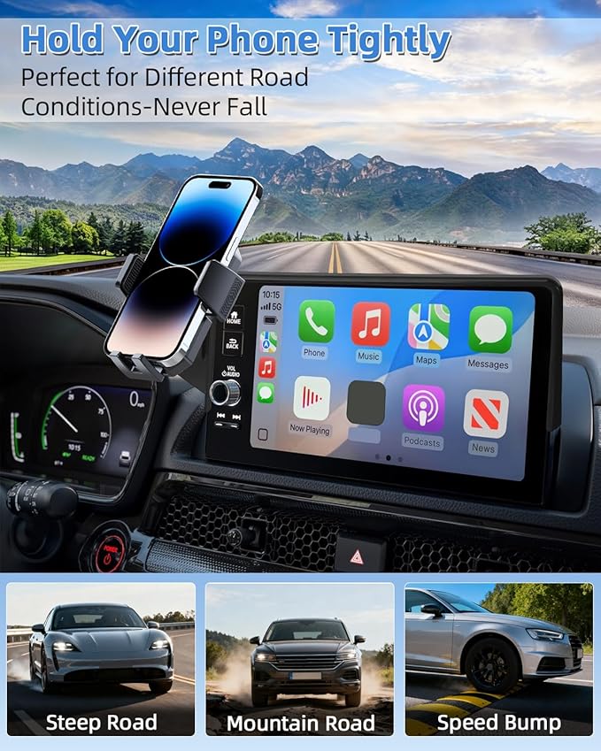 PZK Car Phone Holder for Toyota Highlander Hybrid Lmited/Platinum 2020-2024 2025 Accessories Only for 12.3-inch Screen Auto Lock Car Phone Mount Hands Free 360° Rotation (Not Fit 8-Inch L/LE/XLE)