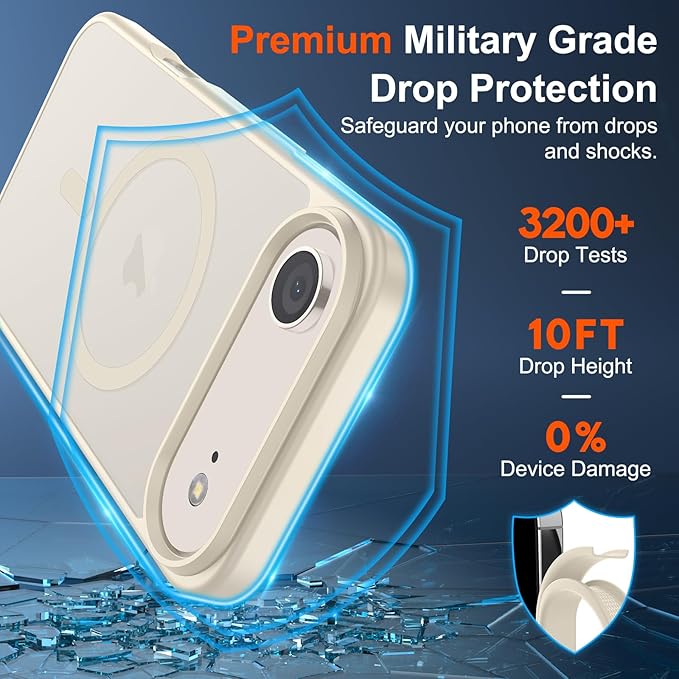 SUPFINE Magnetic for iPhone Air Case (Compatible with MagSafe)(Military Grade Drop Protection) Slim Translucent Matte Shockproof with Anti-Fingerprint Phone Cover for 17 Air,Antique White